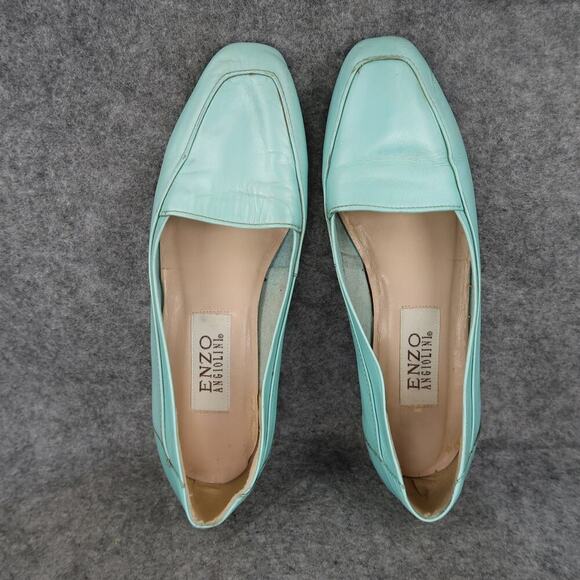 Enzo Angiolini Shoes Womens 8 Loafers Slip On Leather Blue Retro Classic Vintage - Picture 7 of 13